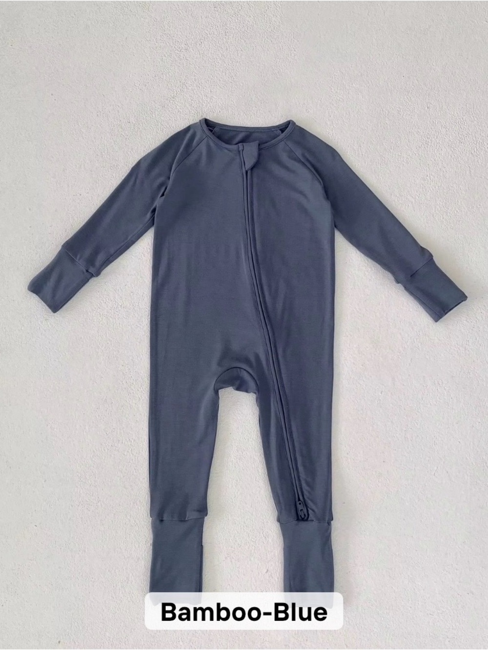 Unbranded Bamboo-Blue Kids One-Piece Zipper Romper